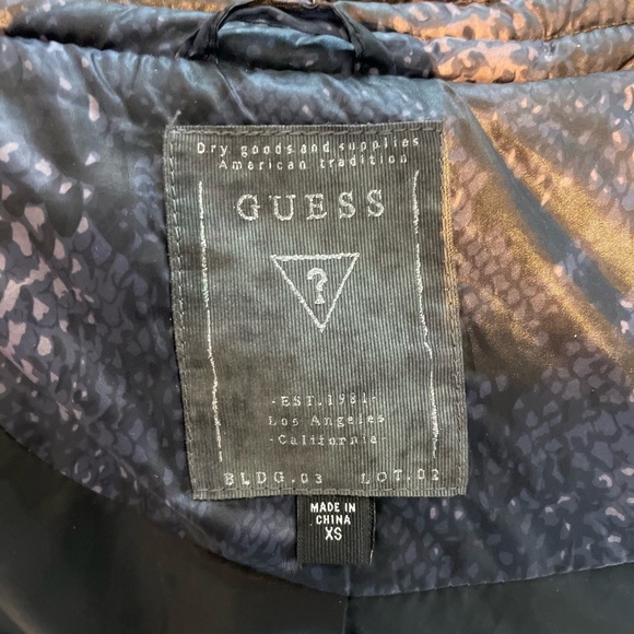GUESS Womens Python Print Moto Puffer Jacket Black/gray XS - Picture 13 of 14